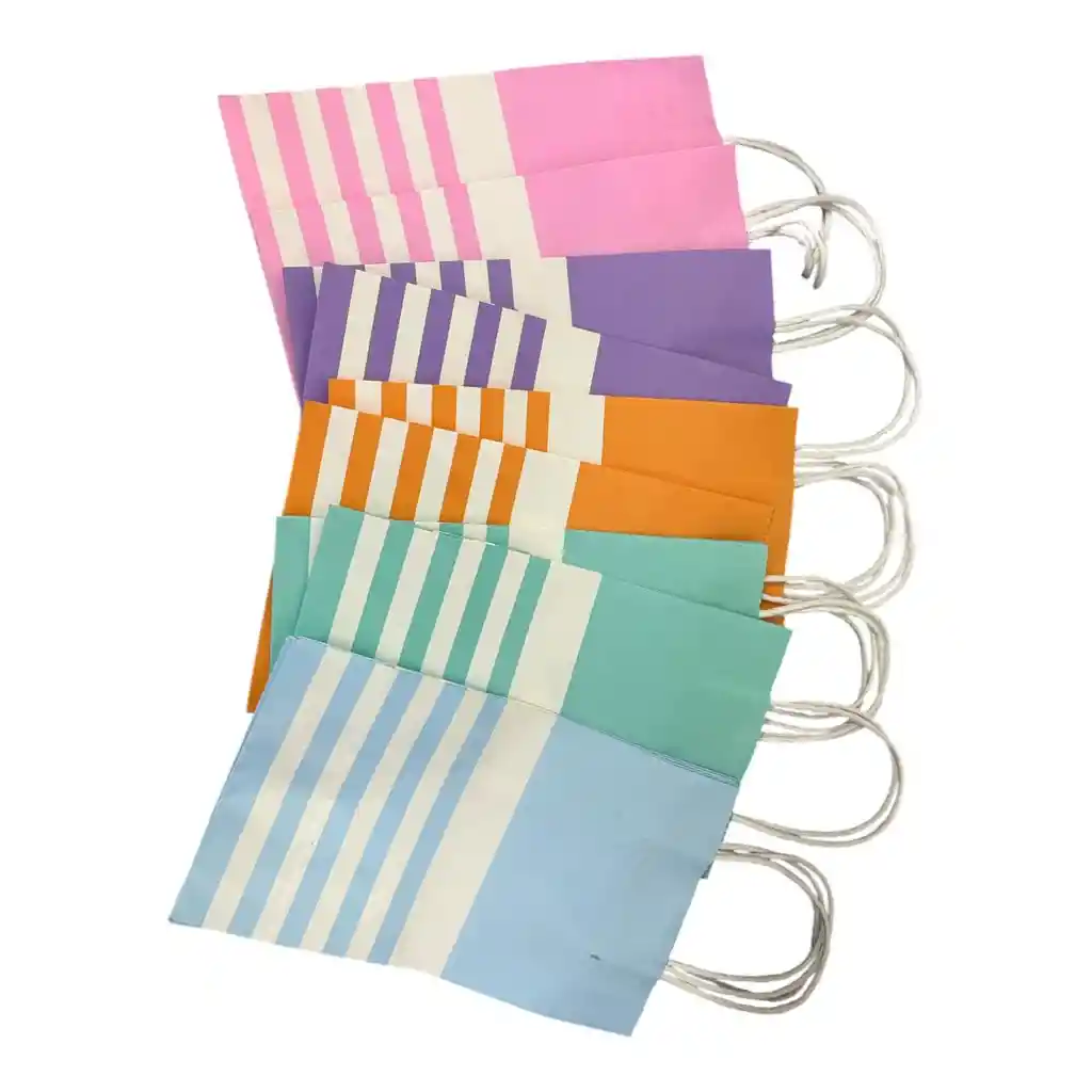 2 Bolsas De Regalo Unisex En Papel Medianas 13x9x21 Cms