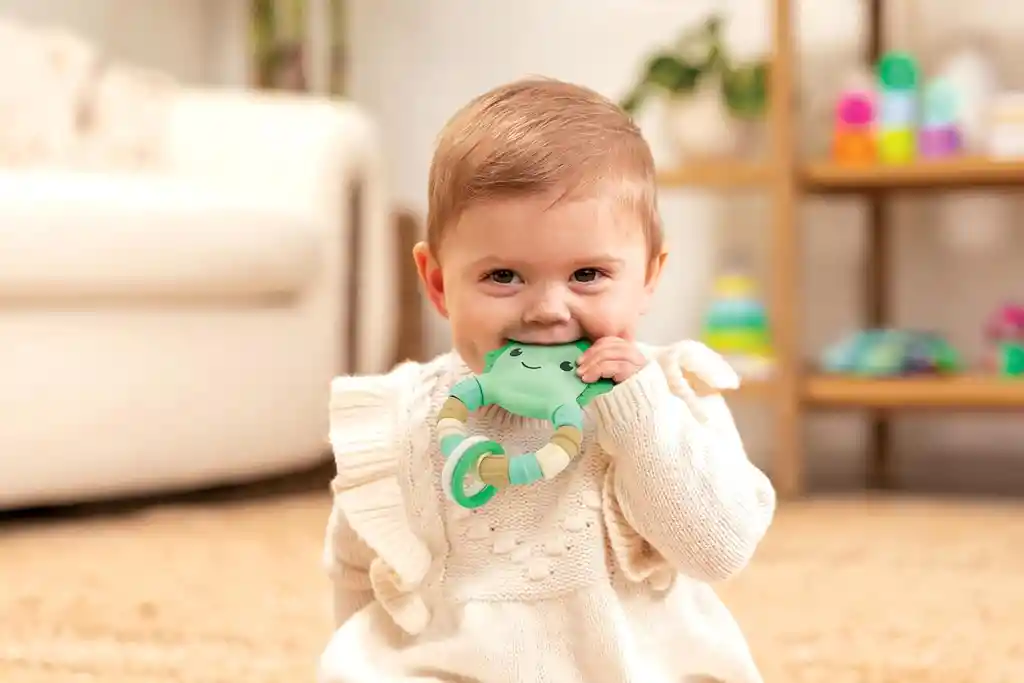 Juguete Sensorial Para Bebés Mordedor Y Sonajero Dinosaurio