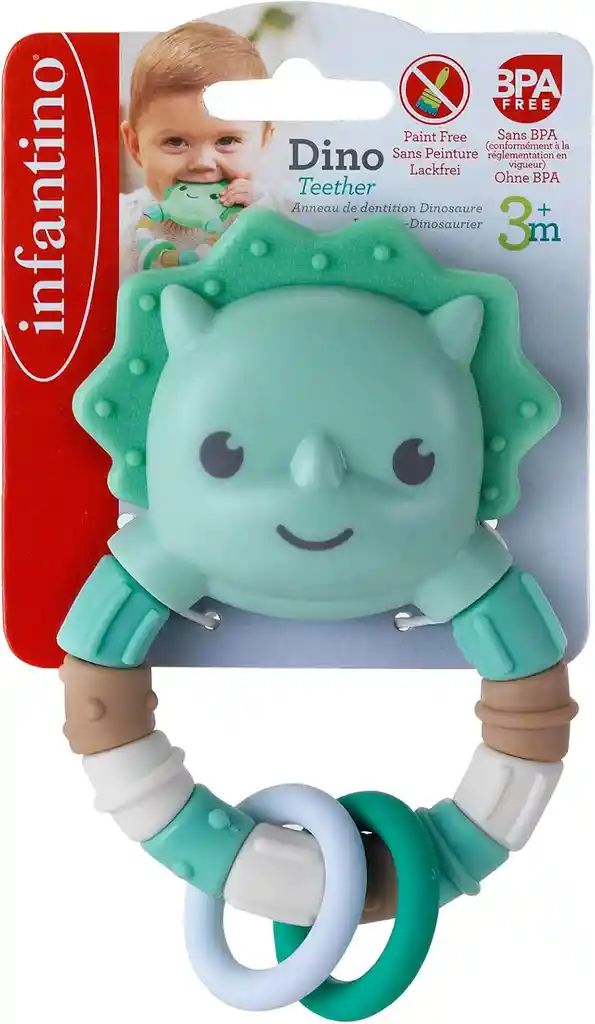 Juguete Sensorial Para Bebés Mordedor Y Sonajero Dinosaurio