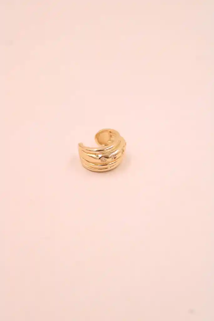Ear Cuff Ondas Con Brillos Rodio
