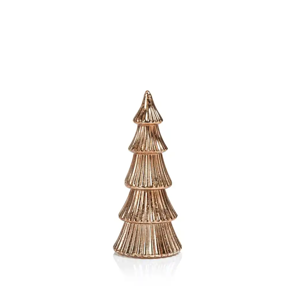 Árbol Decorativo De Vidrio Oro Rosa Con Luz Led Mediano