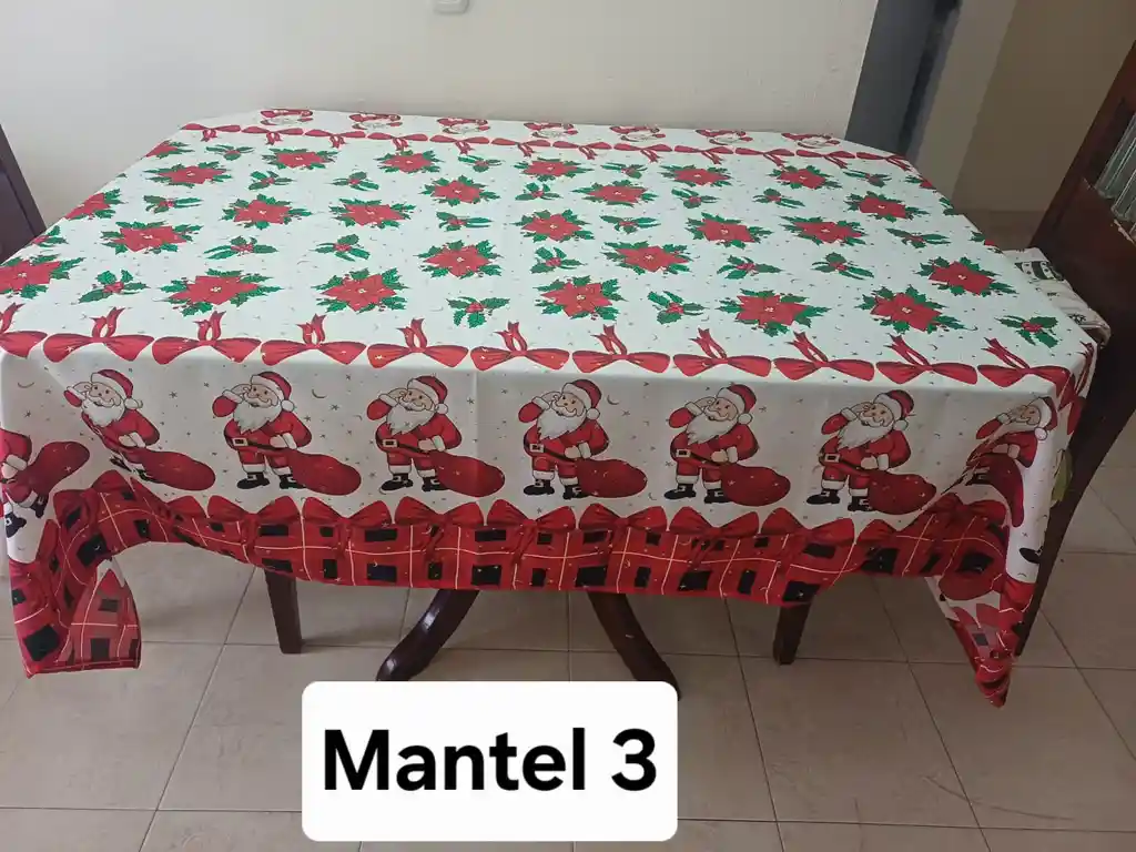Mantel Navideño En Lino Para 6 Puestos Mide 2,00 X 1,60 Mts Opcion 1