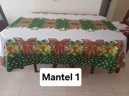 Mantel Navideño En Lino Para 6 Puestos Mide 2,00 X 1,60 Mts Opcion 1
