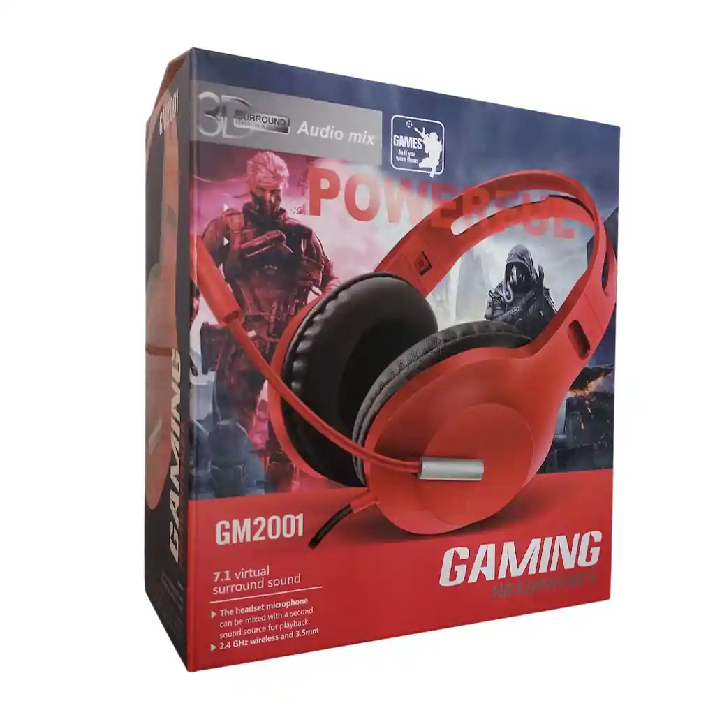 Audifonos Diadema Con Cable Color Rojo Gm2001