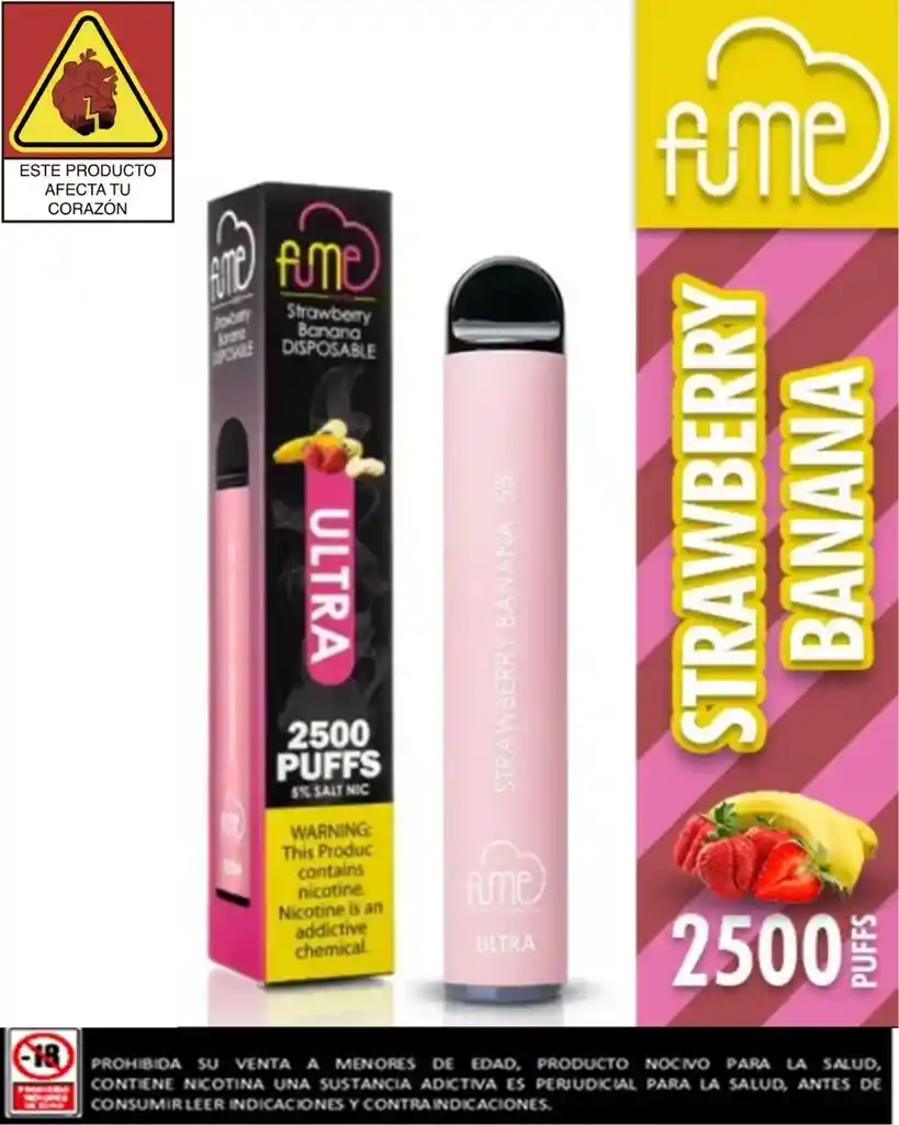 Vapeador Fume Ultra Strawberry Banana 2.500 Puffs (original)