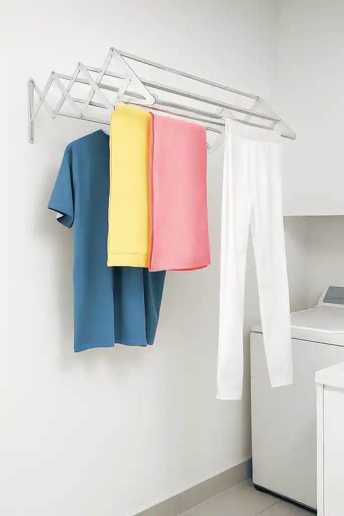 Tendedero De Pared Plegable 1 Metro Metálico Resistente Ahorra Espacio Ropa