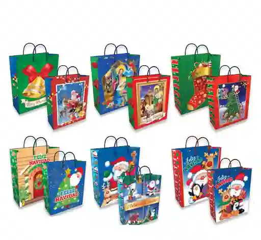 Bolsa De Regalo Navideña Adultos -personajes Infantiles Grande