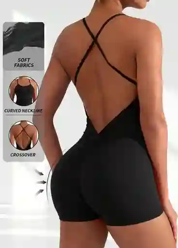 Enterizo Con Reálcese En Glúteos/ Negro Talla Única