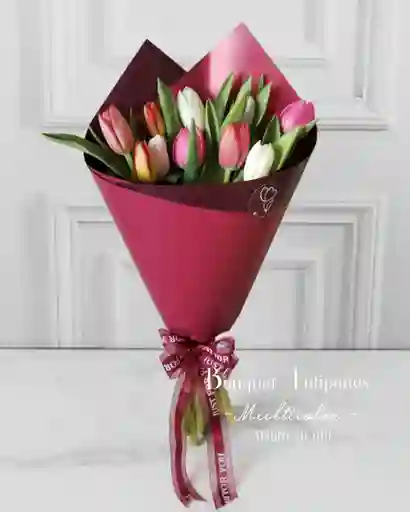 Bouquet De 10 Tulipanes Multicolores
