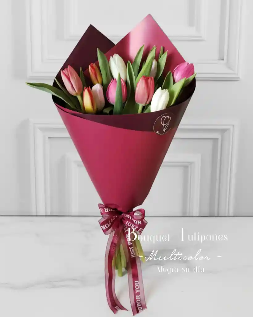 Bouquet De 10 Tulipanes Multicolores