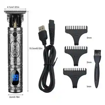 Maquina Patillera Recargable Vgr228 Diseño Pantalla Led Plateada