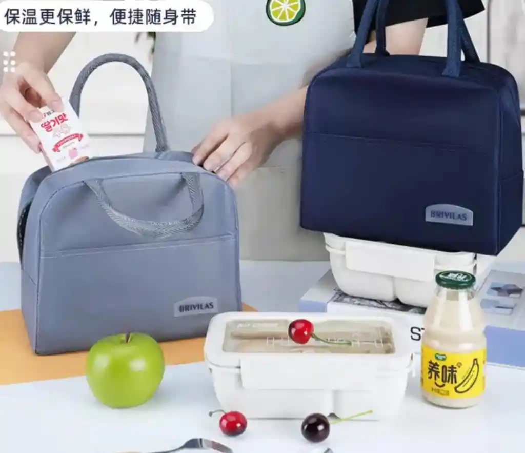 Lonchera Termica Unicolor Correas Brivilas Negro