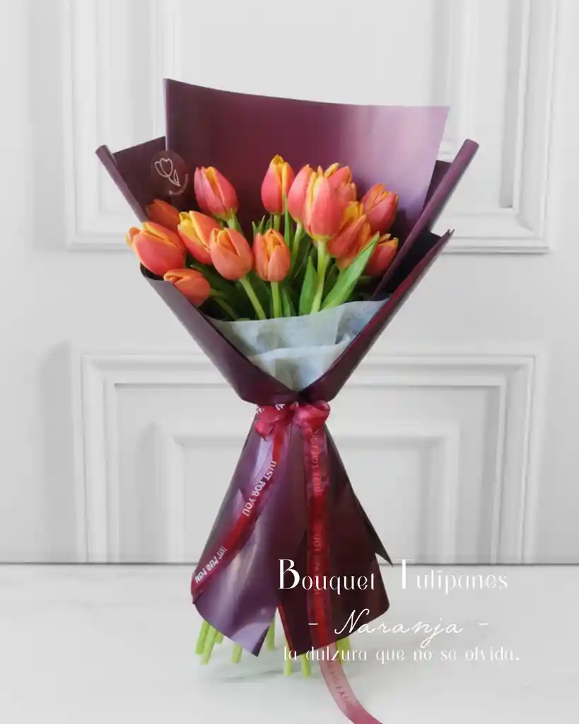 Bouquet De 10 Tulipanes Naranjas