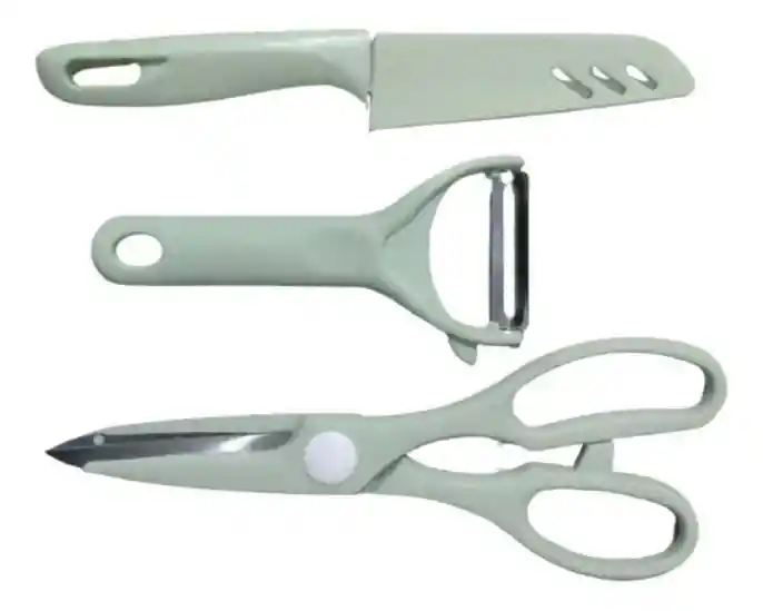 Kit Cocina X4 Utensilios Tabla Picar Tijera Cuchillo Pelador