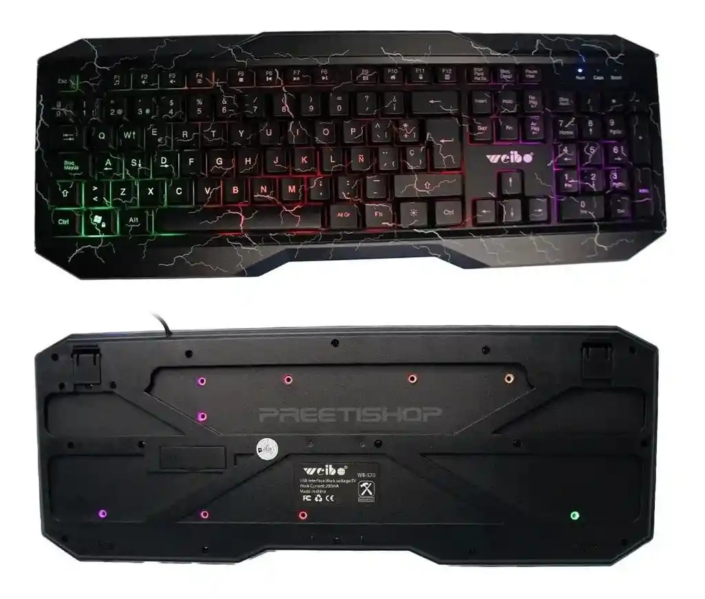 Teclado Gamer Trueno Con Luces De Cable 570