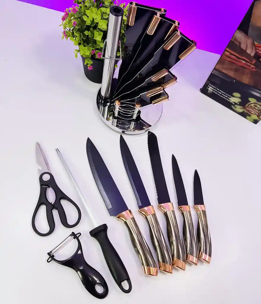 Set De Cuchillos Por 9 Piezas Base Giratoria