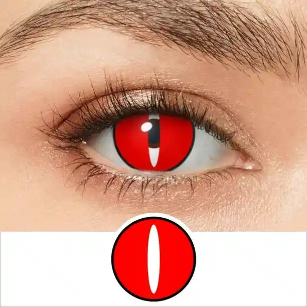 Lentes De Contacto, Rojos Con Blanco - Halloween