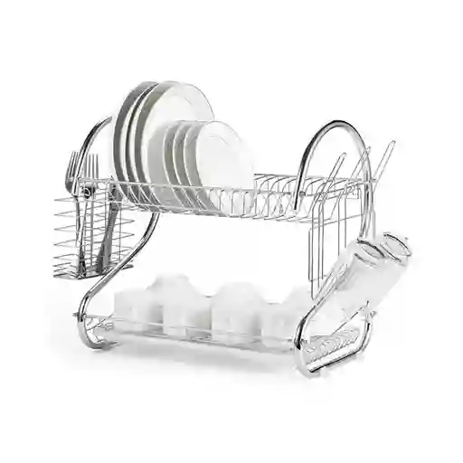Escurridor De Platos 2 Niveles Bandeja Acero Inoxidable
