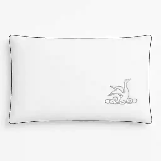 Almohada Hotelera Blanca Con Bordado Negro Decoracion Cisne