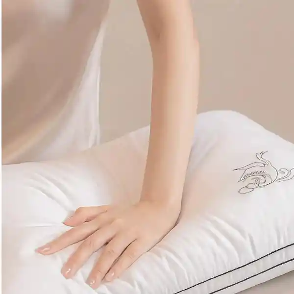 Almohadas Hoteleras X2 Blanca Bordado Negro Cisne