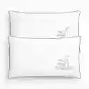 Almohadas Hoteleras X2 Blanca Bordado Negro Cisne