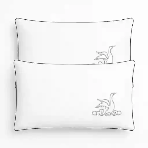 Almohadas Hoteleras X2 Blanca Bordado Negro Cisne