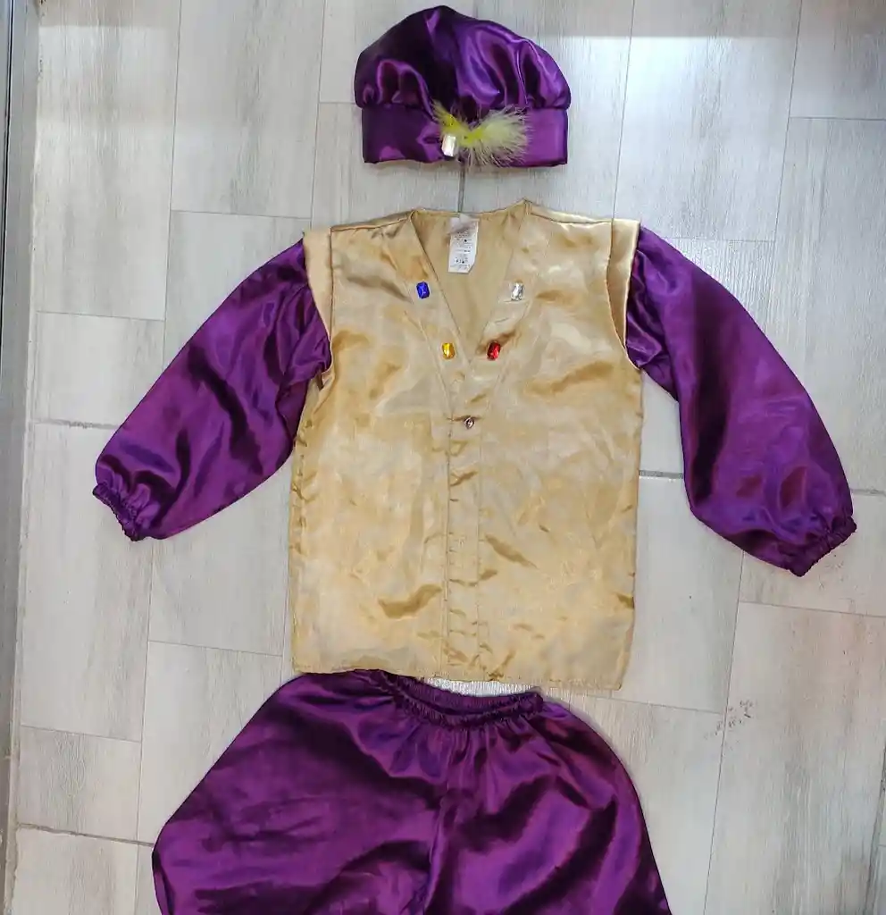 Disfraz De Aladdin Talla 10 Set De 3 Piezas Color Morado Con Dorado