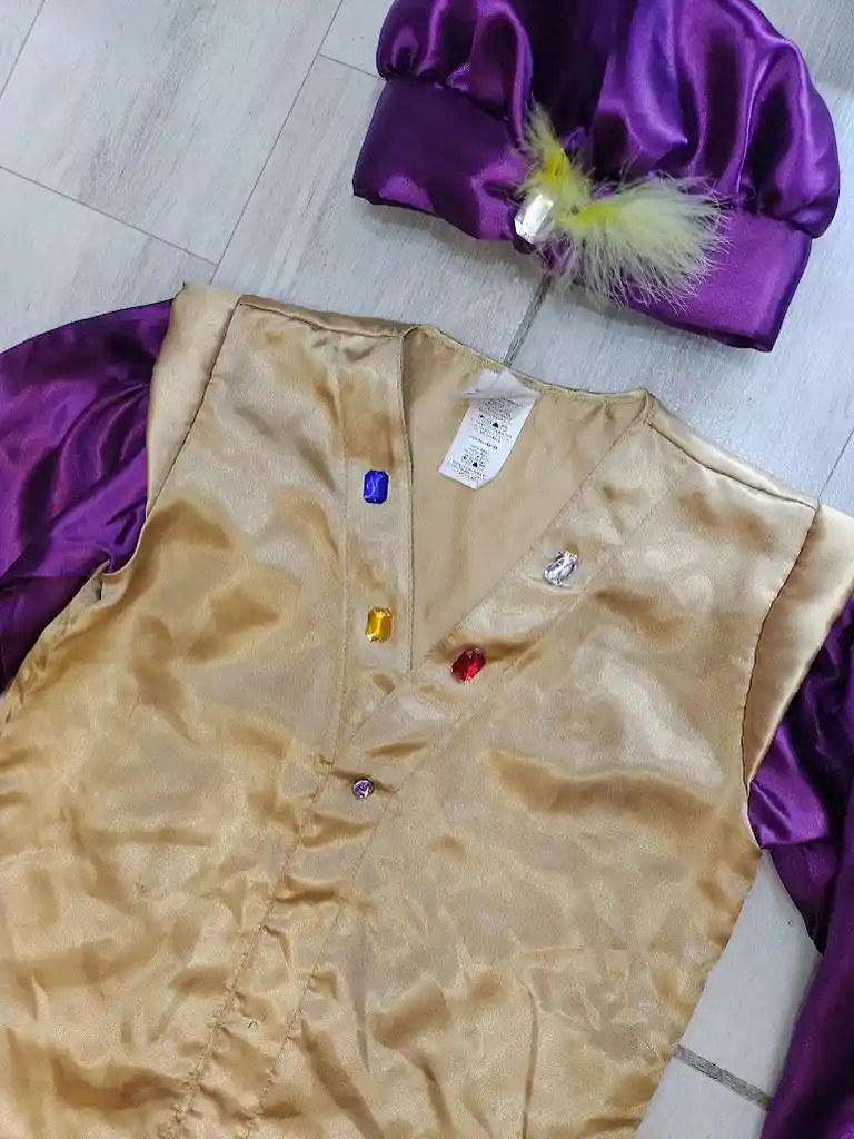 Disfraz De Aladdin Talla 10 Set De 3 Piezas Color Morado Con Dorado