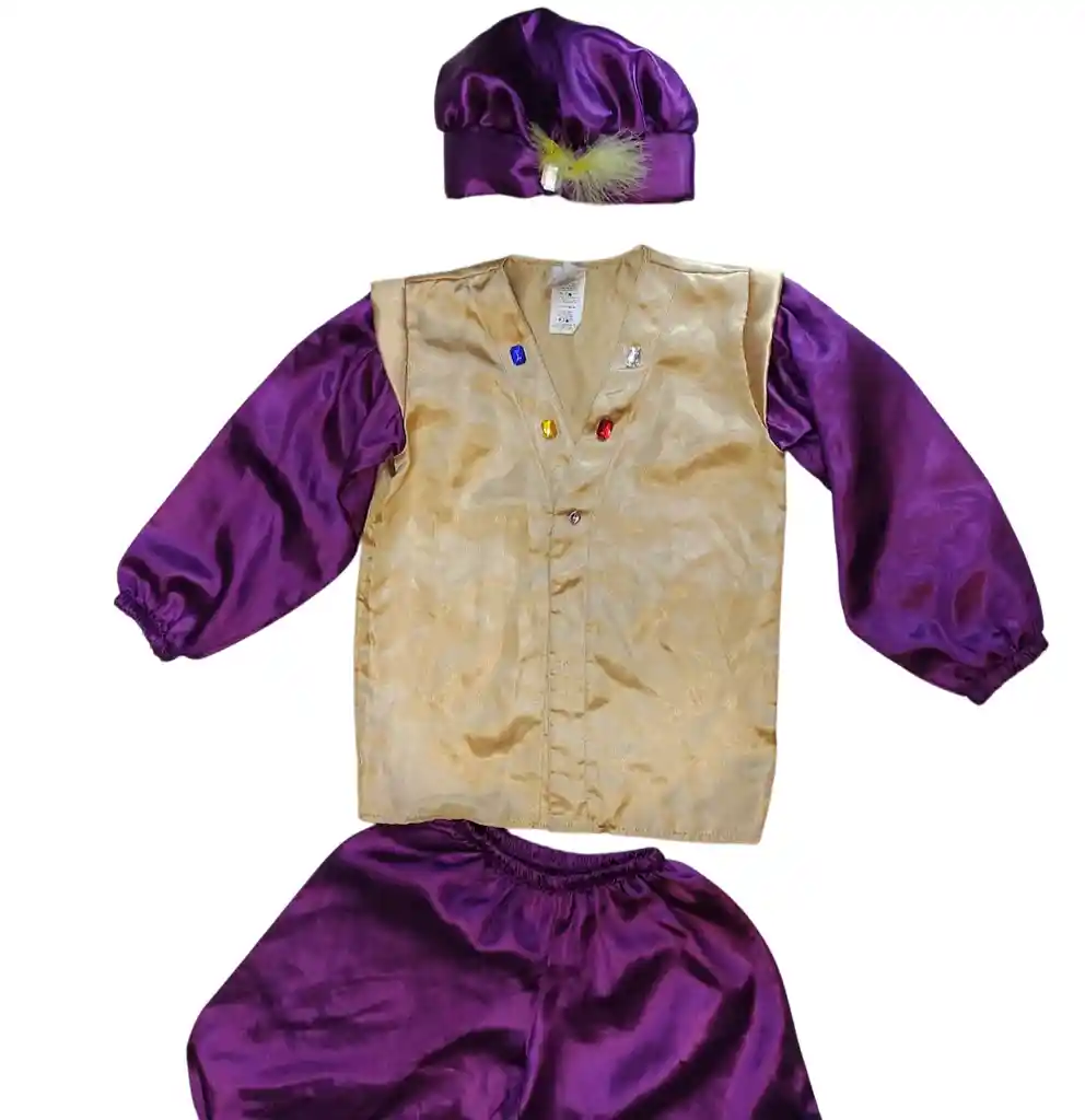 Disfraz De Aladdin Talla 10 Set De 3 Piezas Color Morado Con Dorado