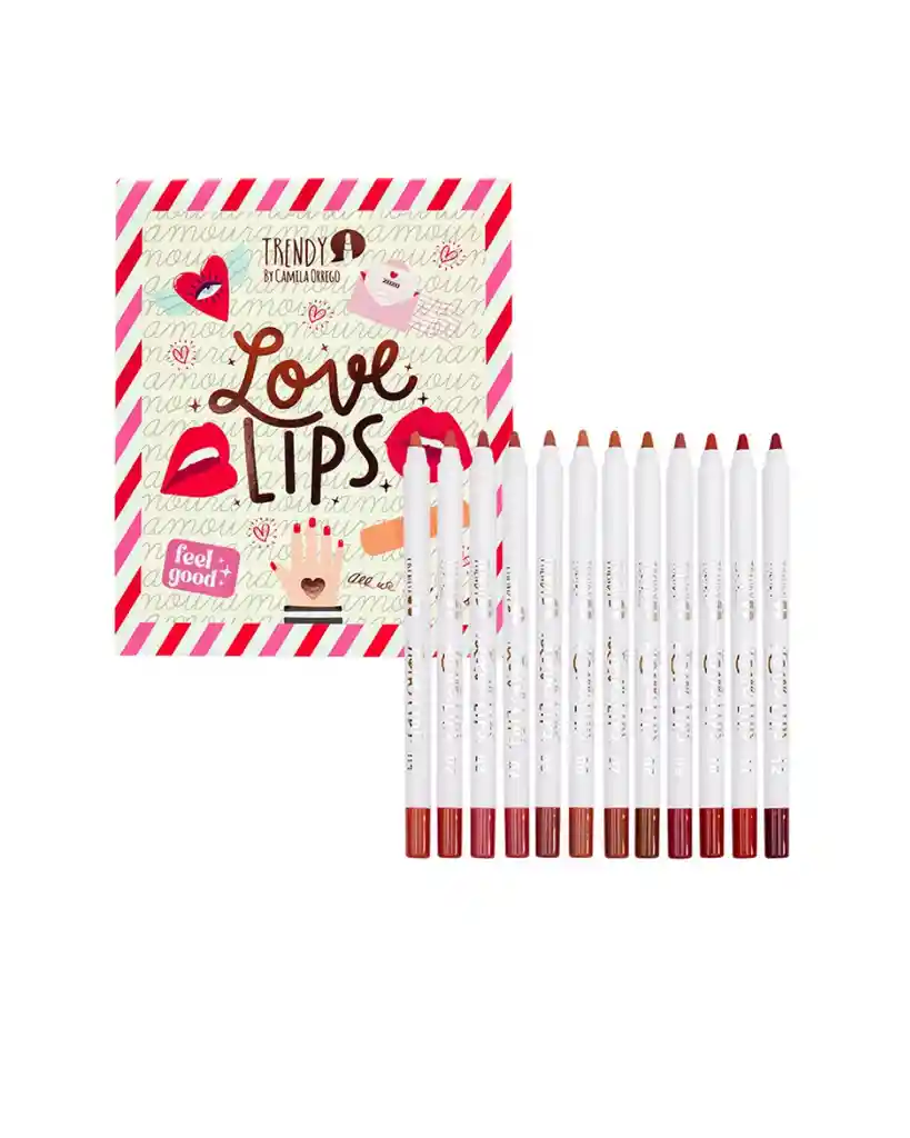 Kit X12 Delineadores De Labios Love Lips Trendy