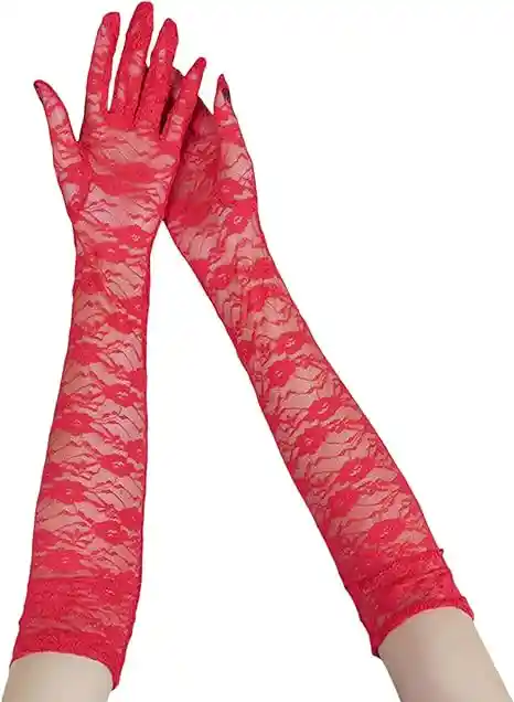 Guantes Rojos De Encaje Lenceria Sexy