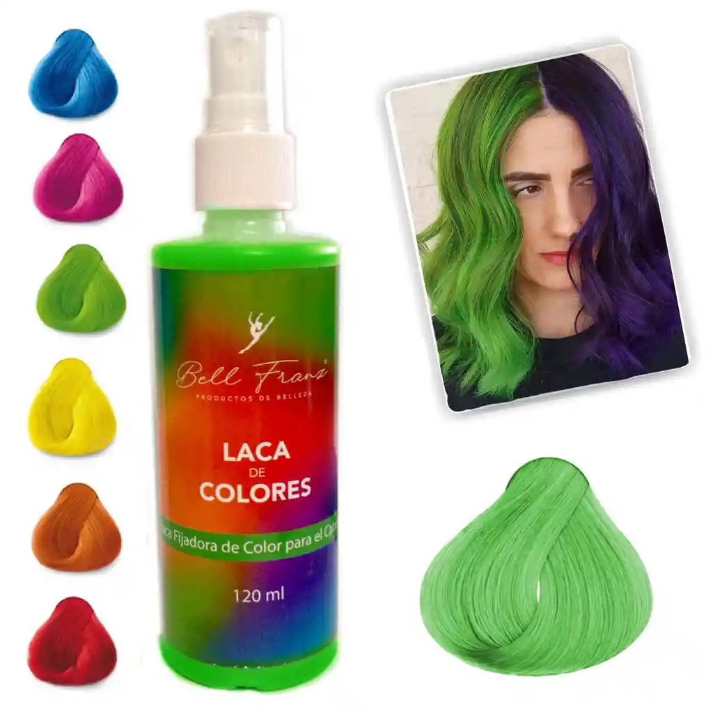 Laca Verde Spray Temporal Para Cabello