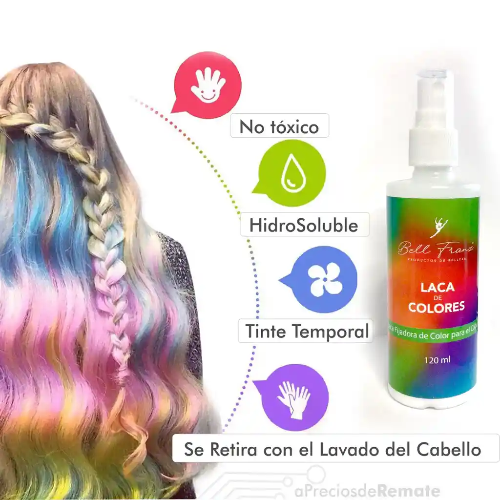 Laca Plateado Spray Temporal Para Cabello (120ml)