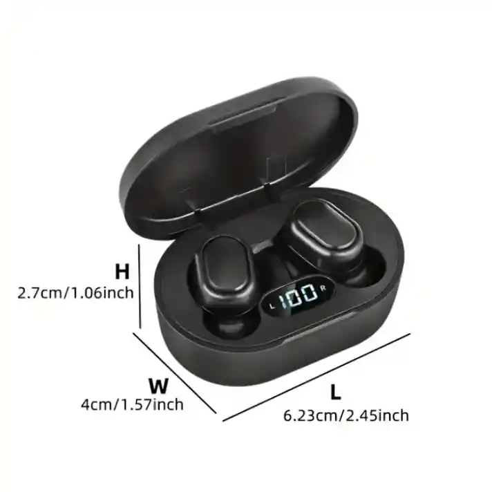 Audifonos Inalambricos Pequeños Negros Con Pantalla De Bateria Led