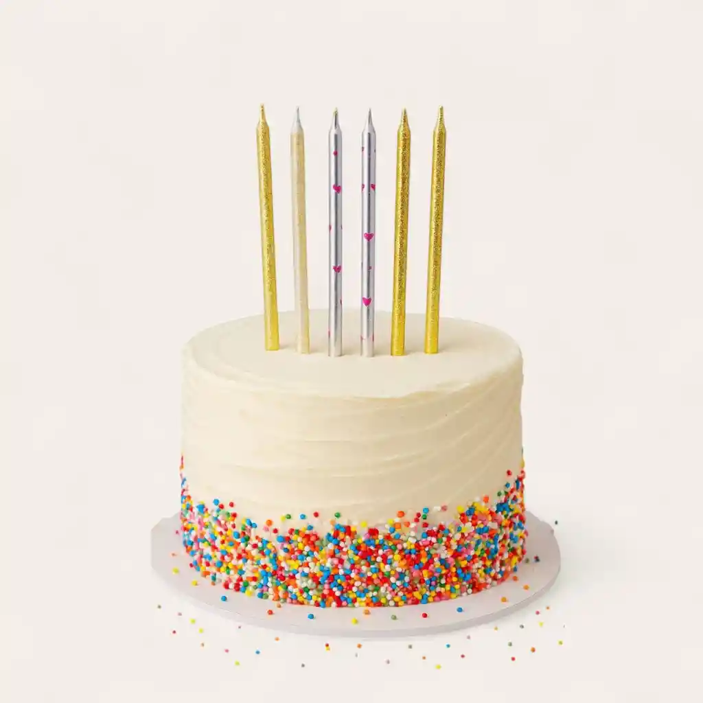 Velas Doradas Con Diseño De Corazónes X6 Unidades / 13 Cm