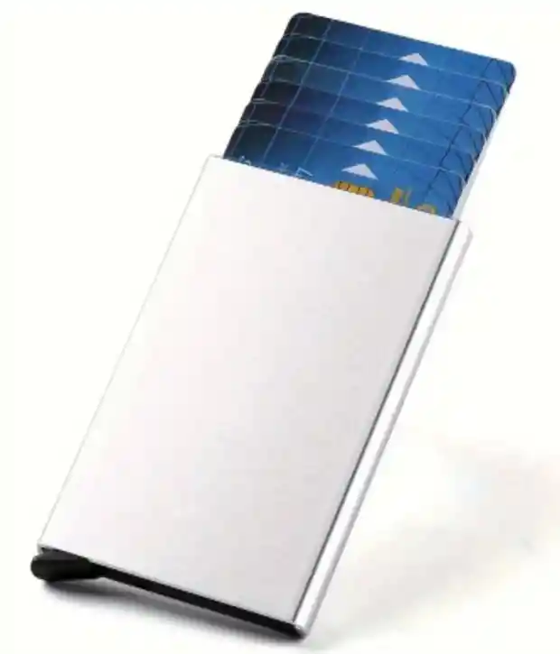 Tarjetero Metálico Portatarjetas Automático Para Hombres O Mujer Anti-magnético, Ultra Delgado
