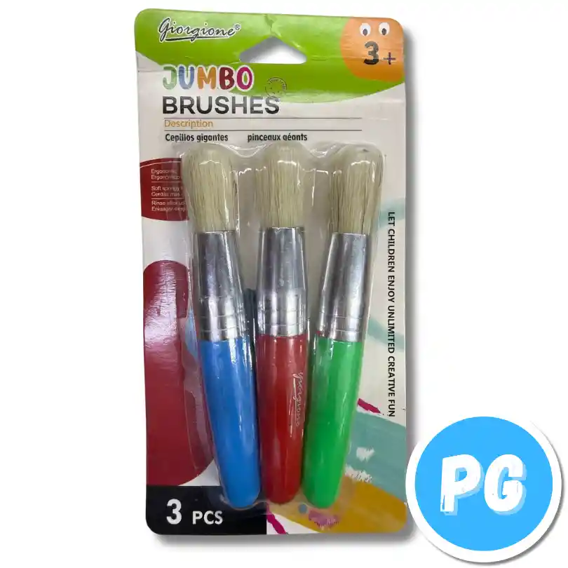 Paquete Pincel Cepillo Escolar Grueso X3 Unds