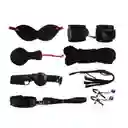 Kit Sado 8piezas Bdsm Sadomasoquismo Bondage Humillación Juego En Pareja Black Control Y Placer