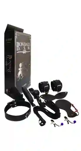 Kit Sado 8piezas Bdsm Sadomasoquismo Bondage Humillación Juego En Pareja Black Control Y Placer