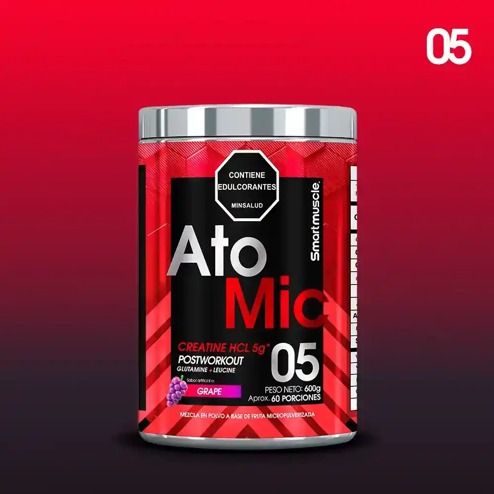 Creatina Smart Muscle Atomic 600gr Hcl Sabor Uva (60 Serv).