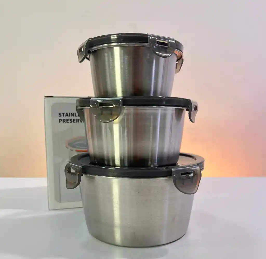 Set De Recipientes En Acero Inoxidable X3