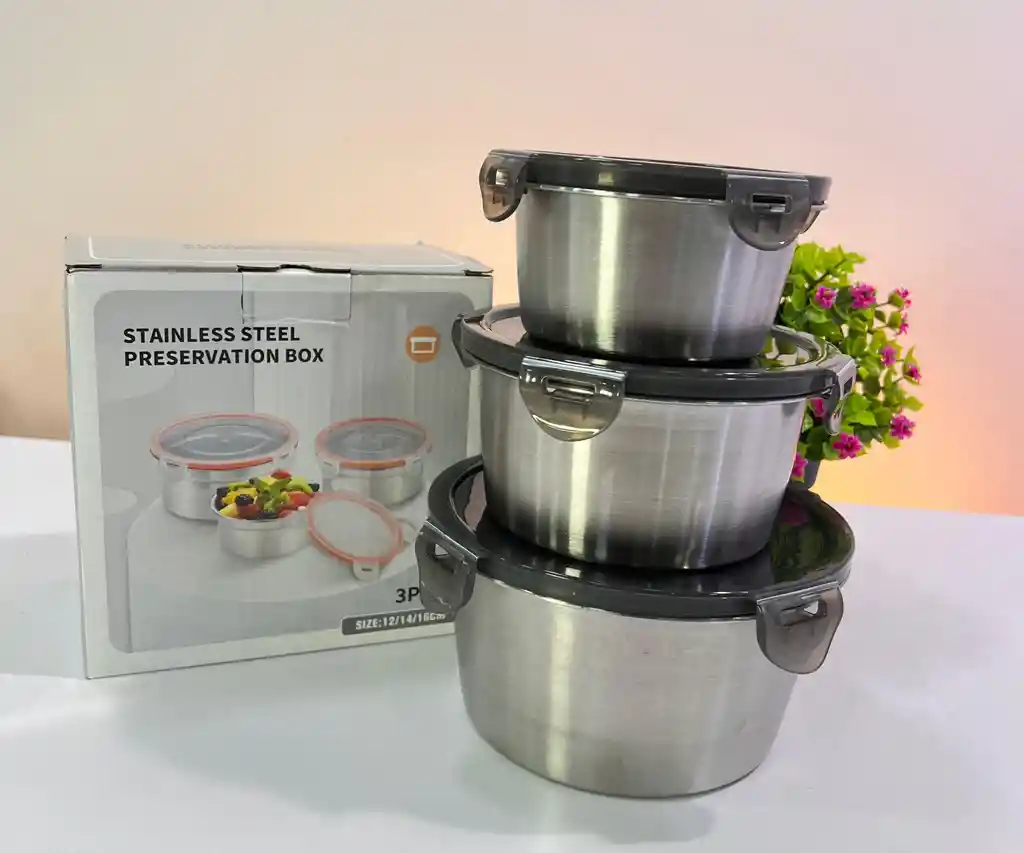 Set De Recipientes En Acero Inoxidable X3