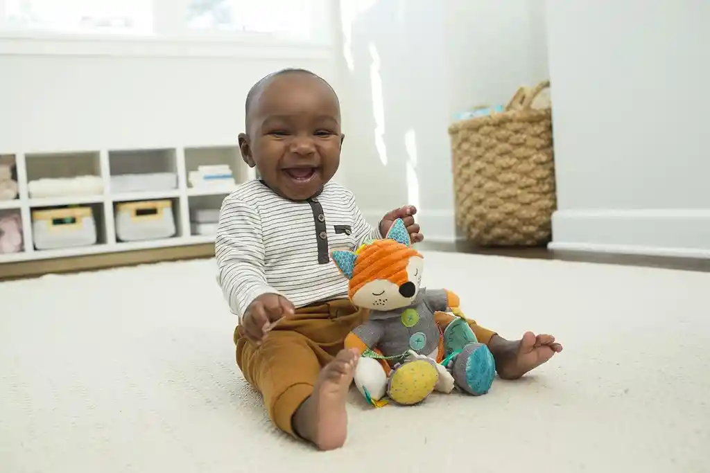 Juguete Sensorial Bebés Zorro Textura Sonajero Y Mordedor