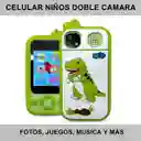 Camara Tipo Celular Doble Kids Niños Dinosaurio Verde