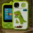 Camara Tipo Celular Doble Kids Niños Dinosaurio Verde