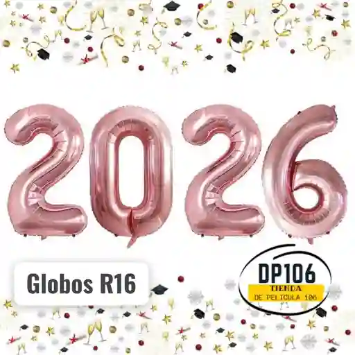2026 Globos Paloroso R16 Feliz Año Nuevo Metalizado Mediano