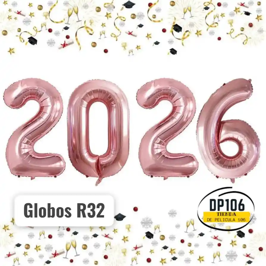 2026 Globos Paloroso R32 Feliz Año Nuevo Metalizado Grande