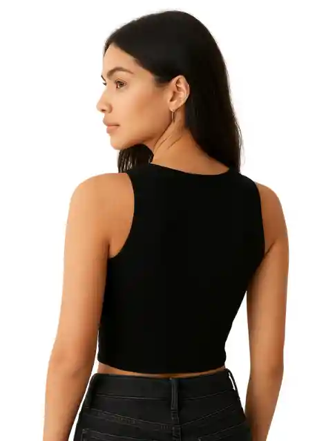 Crop Top Para Mujer Manga Sisa - Bruna Negro Unica