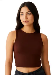 Crop Top Para Mujer Manga Sisa - Bruna Mocca Unica