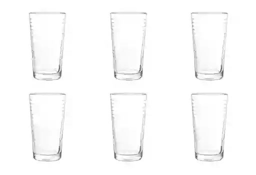 Set 6 Vasos Vidrio Texturizado Óptico 233ml 11oz Refrescos Jugos Bebida